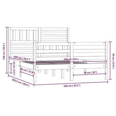 vidaXL Giroletto senza Materasso in Legno Massello 160x200 cm