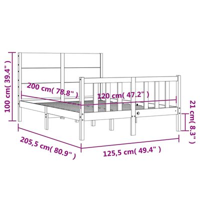 vidaXL Giroletto senza Materasso 120x200 cm in Legno Massello di Pino