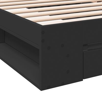 vidaXL Giroletto con Cassetto Nero 75x190 cm in Legno Multistrato