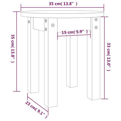 vidaXL Tavolino da Salotto Bianco Ø 35x35 cm in Legno Massello di Pino