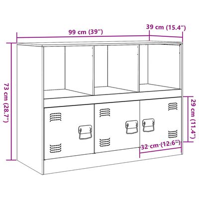 vidaXL Credenza Nera 99x39x73 cm in Acciaio