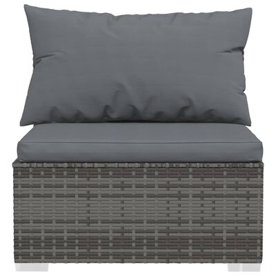 vidaXL Set Divani da Giardino 11 pz con Cuscini in Polyrattan Grigio