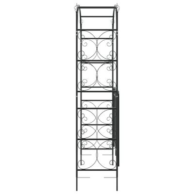 vidaXL Arco da Giardino con Cancello Nero 108x45x235 cm Acciaio