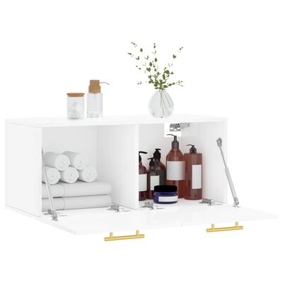 vidaXL Mobile a Parete Bianco Lucido 80x36,5x35 cm Legno Multistrato