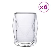 vidaXL Bicchieri a Doppia Parete in Vetro 6 pz 350 ml