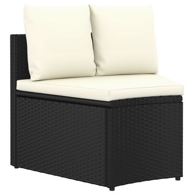 vidaXL Set Divani da Giardino 7 pz con Cuscini in Polyrattan Nero