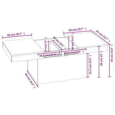 vidaXL Tavolino da Salotto Bianco 100x55x40 cm in Legno Multistrato