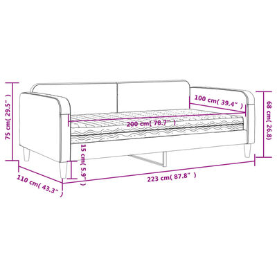 vidaXL Divano Letto con Materasso Grigio Scuro 100x200 cm in Tessuto