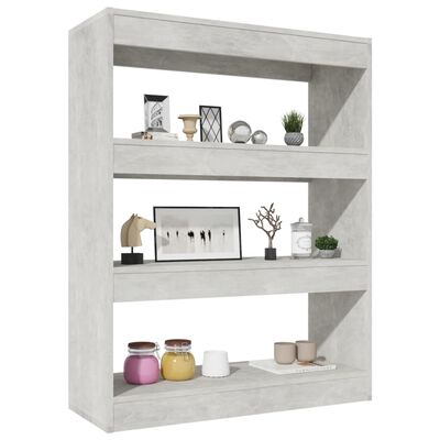 vidaXL Libreria/Divisorio Grigio Cemento 80x30x103cm Legno Multistrato