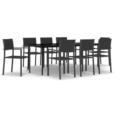 vidaXL Set da Pranzo da Giardino 9 pz Nero