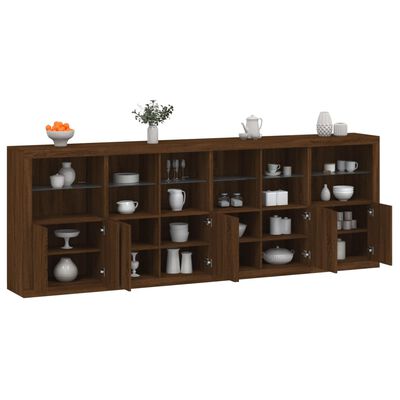 vidaXL Credenza con Luci LED Rovere Marrone 283x37x100 cm