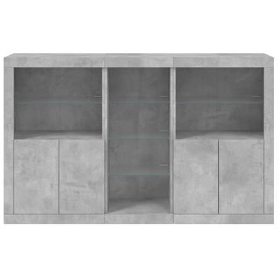 vidaXL Credenza con Luci LED Grigio Cemento 162x37x100 cm