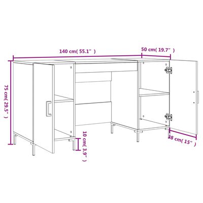 vidaXL Scrivania Nera 140x50x75 cm in Legno Multistrato