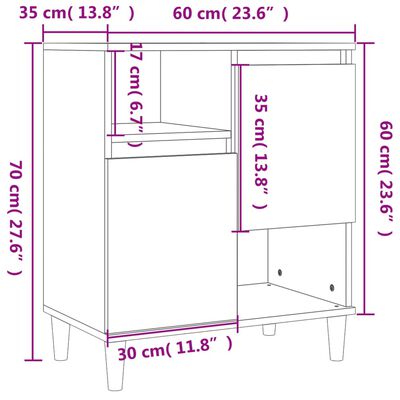 vidaXL Credenze 2pz Grigio Cemento 60x35x70 cm in Legno Multistrato