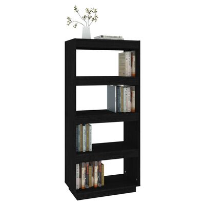 vidaXL Libreria/Divisorio Nero 60x35x135 cm in Legno Massello di Pino