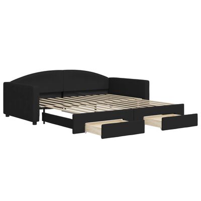 vidaXL Divano Letto Estraibile con Cassetti Nero 100x200 cm in Tessuto