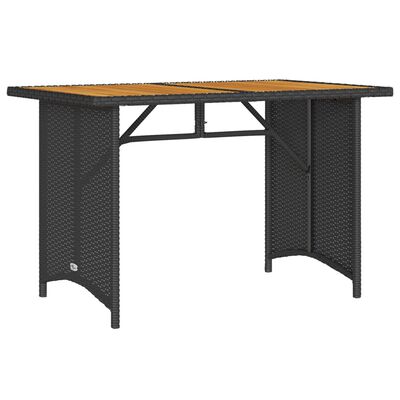 vidaXL Tavolo da Giardino Piano in Legno Nero 110x68x70 cm Polyrattan