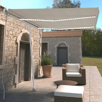 vidaXL Tenda da Sole Retrattile Manuale con LED 350x250 cm Crema