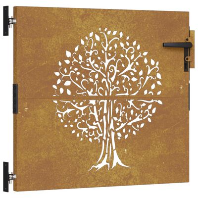 vidaXL Cancello da Giardino 85x100 cm in Acciaio Corten Design Albero