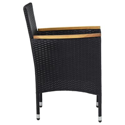 vidaXL Set Mobili da Pranzo per Giardino 7 pz in Polyrattan Nero