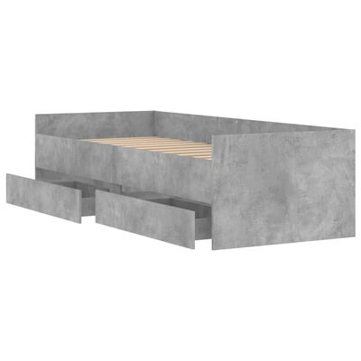 vidaXL Giroletto con Cassetti Grigio Cemento 75x190 cm Small Single