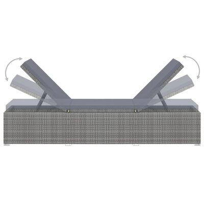 vidaXL Lettino Prendisole con Cuscino e Tavolino in Polyrattan Grigio