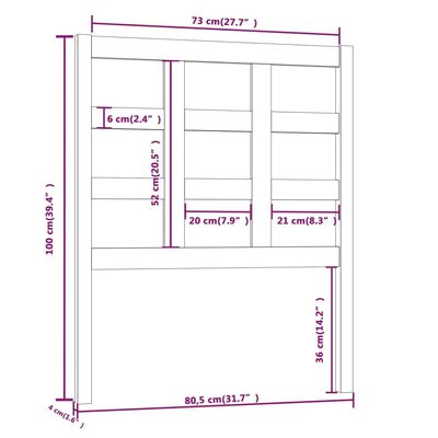 vidaXL Testiera Letto Grigia 80,5x4x100 cm in Legno Massello di Pino