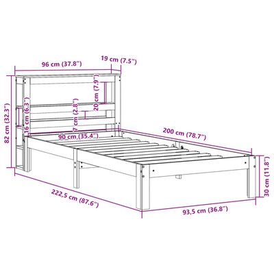 vidaXL Giroletto con Testiera senza Materasso Bianco 90x200 cm