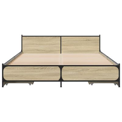 vidaXL Giroletto Cassetti Rovere Sonoma 160x200 cm Legno Multistrato