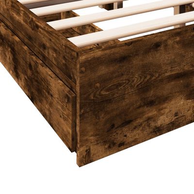 vidaXL Giroletto con Cassetti Rovere Fumo 140x200 cm Legno Multistrato