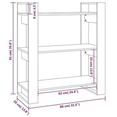 vidaXL Libreria/Divisorio ambra 80x35x91 cm Legno Massello