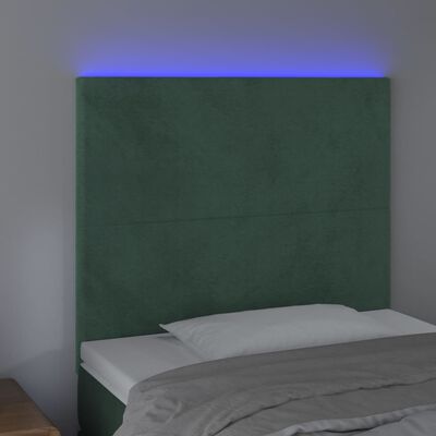 vidaXL Testiera a LED Verde Scuro 100x5x118/128cm in Velluto