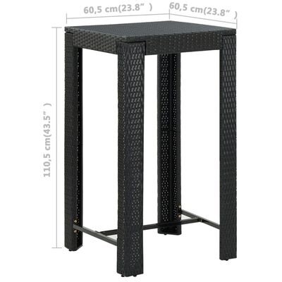 vidaXL Set Bar da Giardino 5 pz con Cuscini Polyrattan Nero