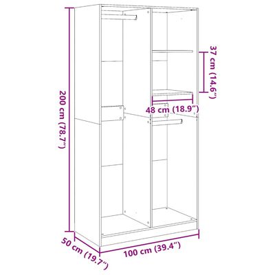 vidaXL Armadio Bianco 100x50x200 cm in Legno Multistrato