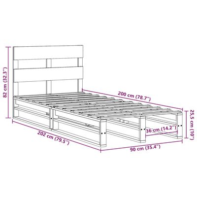 vidaXL Letto senza Materasso Bianco 90x200 cm Legno Massello di Pino