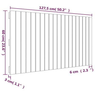 vidaXL Testiera da Parete Nera 127,5x3x60 cm in Legno Massello di Pino