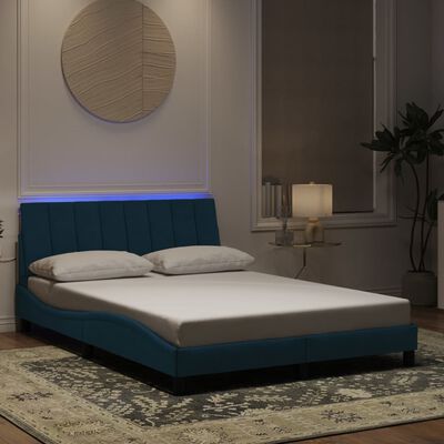 vidaXL Giroletto con Luci LED Blu 140x190 cm in Velluto