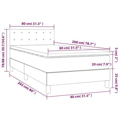 vidaXL Giroletto a Molle con Materasso Grigio Chiaro 80x200 cm Tessuto