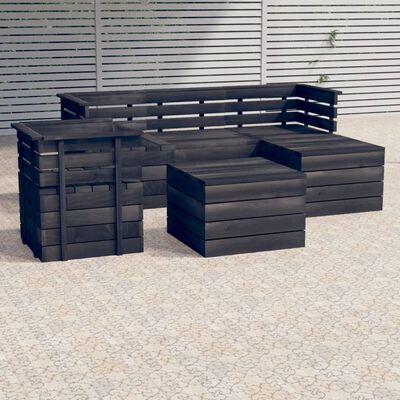 vidaXL Set Divani da Giardino su Pallet 6 pz Legno Pino Grigio Scuro