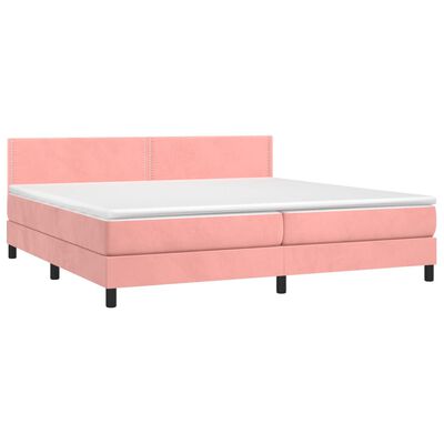 vidaXL Letto a Molle con Materasso e LED Rosa 200x200 cm in Velluto