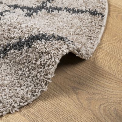 vidaXL Tappeto Shaggy PAMPLONA a Pelo Lungo Beige e Antracite Ø 280 cm