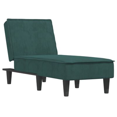 vidaXL Chaise Longue in Velluto Verde Scuro