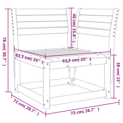 vidaXL Divano Angolare da Giardino 73x73x78 cm Legno Massello Douglas