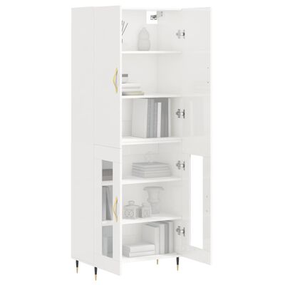 vidaXL Credenza Bianco Lucido 69,5x34x180 cm in Legno Multistrato