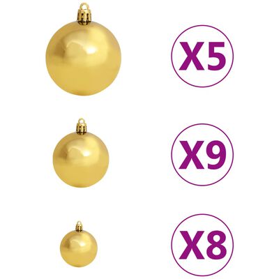 vidaXL Set Natale con 61 Palline Punta e 150 Luci LED Oro e Bronzo