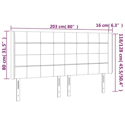 vidaXL Testiera a LED Verde Scuro 203x16x118/128 cm in Velluto