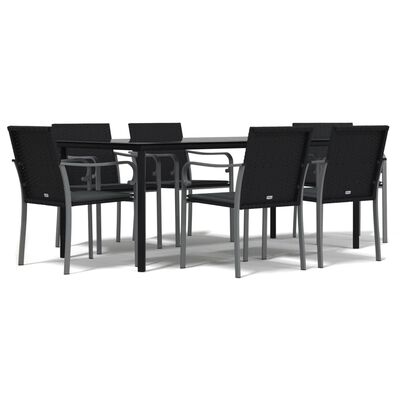 vidaXL Set Pranzo da Giardino 7 pz con Cuscini in Polyrattan e Acciaio