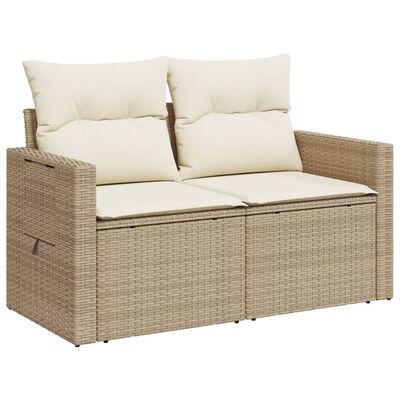 vidaXL Divano da Giardino con Cuscini a 2 Posti Beige in Polyrattan