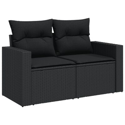 vidaXL Set Divani da Giardino con Cuscini 7pz Nero Polyrattan