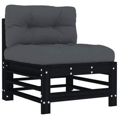 vidaXL Set Divani da Giardino 6 pz con Cuscini in Legno Massello Nero